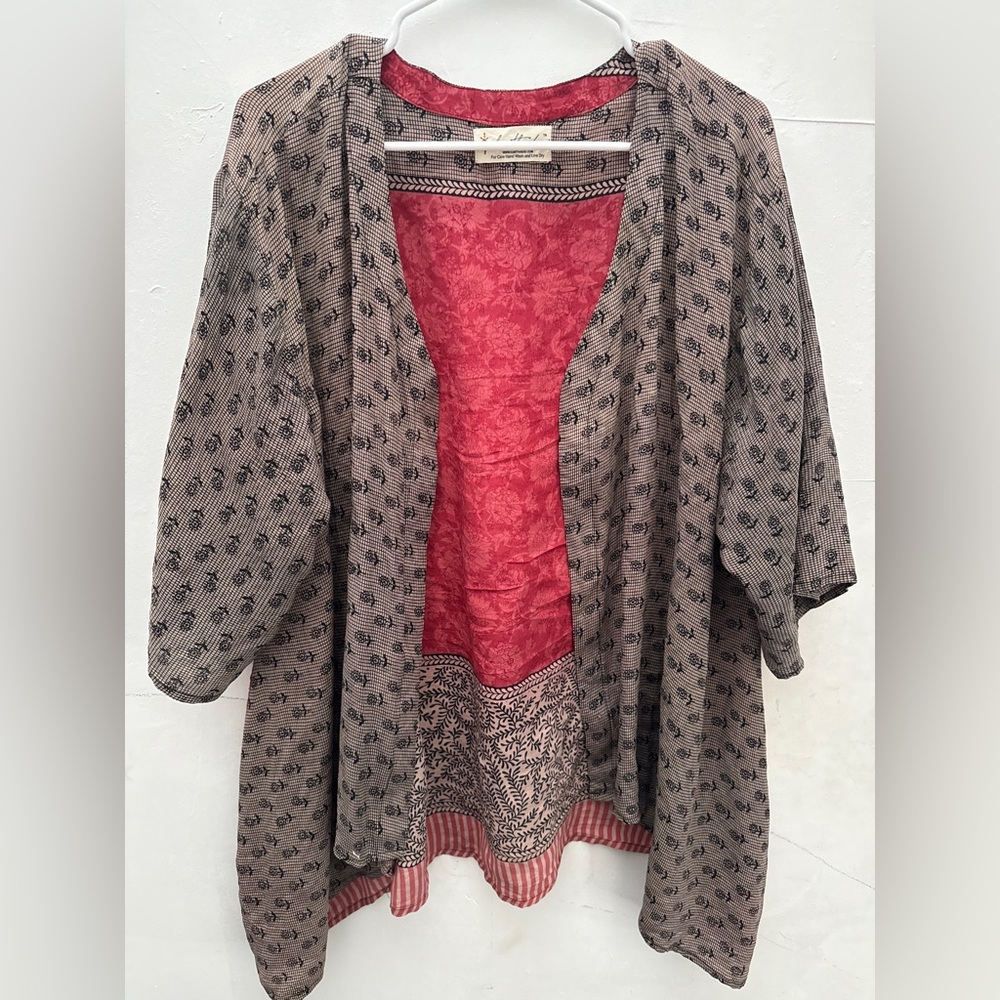 Kantha Bae Silk Patterned Kimono Cardigan